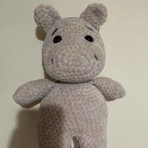 beige hippo crochet plush